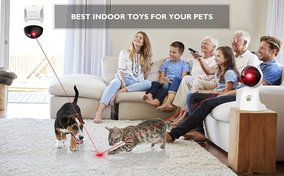 Automatic Laser Cat Toy USB Rechargeable – 3 Speed Modes, Hang or Place, 0–130° Adjustable Angle, 800mAh Battery, 15-Min Auto Shutoff, Interactive Laser Pointer for Indoor Cats Kittens Dogs