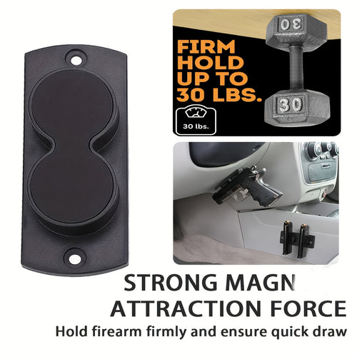 Magnetic Gun Holster Mount 30 lbs for Car Truck Home Wall Desk – Rubber Coated Pistol Holder Quick Draw Ready Won't Scratch Firearm Double-Sided Tape Included