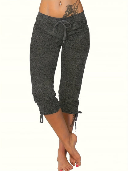 Women's Lightweight Cropped Trousers 4-Pack – Drawstring Waist Loose Fit Capri Pants, Casual Breathable Summer Bottoms for Women, Sizes S-XXL, Multiple Color Sets