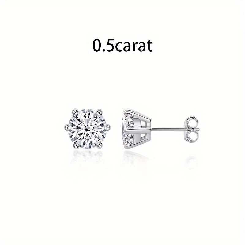 Moissanite Stud Earrings for Women S925 Sterling Silver – 0.5CT 1CT 2CT 3CT Vintage Style Diamond Alternative Earrings in Gold Silver Elegant Jewelry Gift