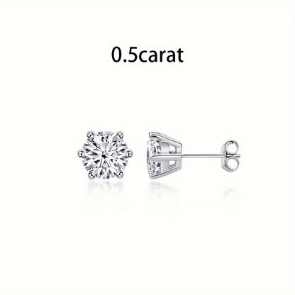 Moissanite Stud Earrings for Women S925 Sterling Silver – 0.5CT 1CT 2CT 3CT Vintage Style Diamond Alternative Earrings in Gold Silver Elegant Jewelry Gift