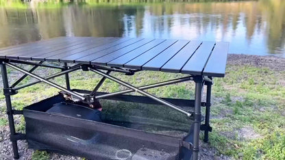 Portable Folding Camping Table Aluminum Lightweight Outdoor Picnic Table with Mesh Storage Bag & Carry Bag – Height Adjustable 37.4", Easy to Store, for Camping, Beach, Backyard, BBQ, Party & Patio
