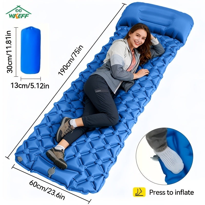 Inflatable Camping Sleeping Pad - Ultralight Mattress with Pillow & Built-In Foot Pump, Compact Portable Mat for Backpacking, Hiking, Car Travel, Beach & Tent Camping, Multiple Colors
