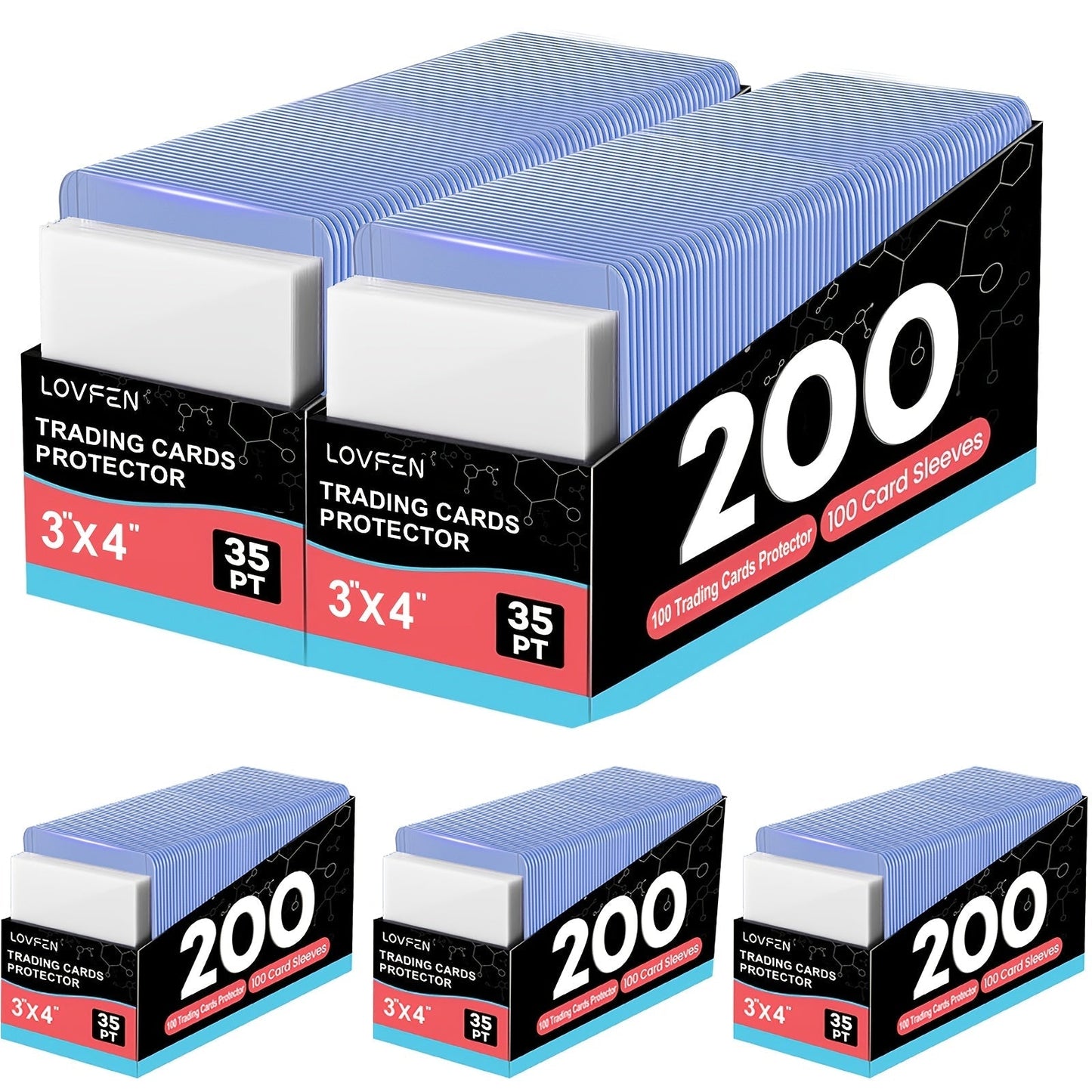 3x4 Top Load Card Holders & Sleeves for Baseball & Trading Cards – Hard Plastic Regular Top Loaders, 100 to 2000 Count Sets for Sports Football Pokemon Cards, Card Collector Supplies