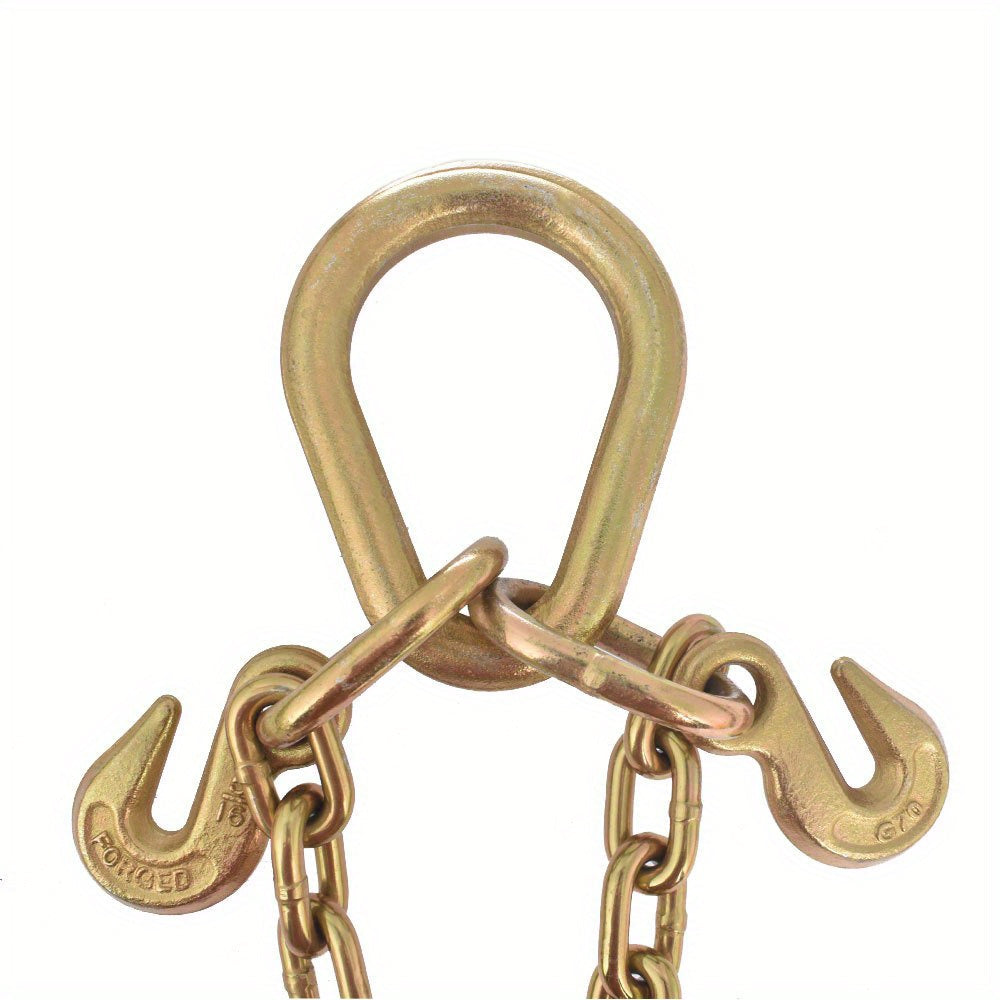 Grade 70 Heavy Duty Trailer Chain Set 5/16 Inch x 2 Feet with J Hooks and V-Chain Grab Hooks - Anti-Rust 20Mn2 Alloy Steel, 6000 lb Safe Working Load for Flatbed Trailer, Towing and Cargo Securing