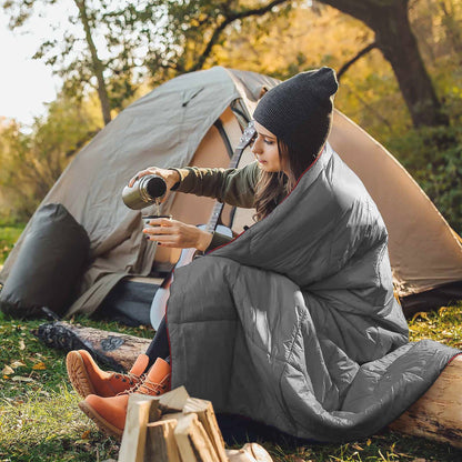 Outdoor Camping Puffy Blanket Foldable Lightweight Warm DWR Water Resistant with 3D Eye Mask 140x200cm for Camping Travel Car Beach Stadium Hammock Sofa Festival