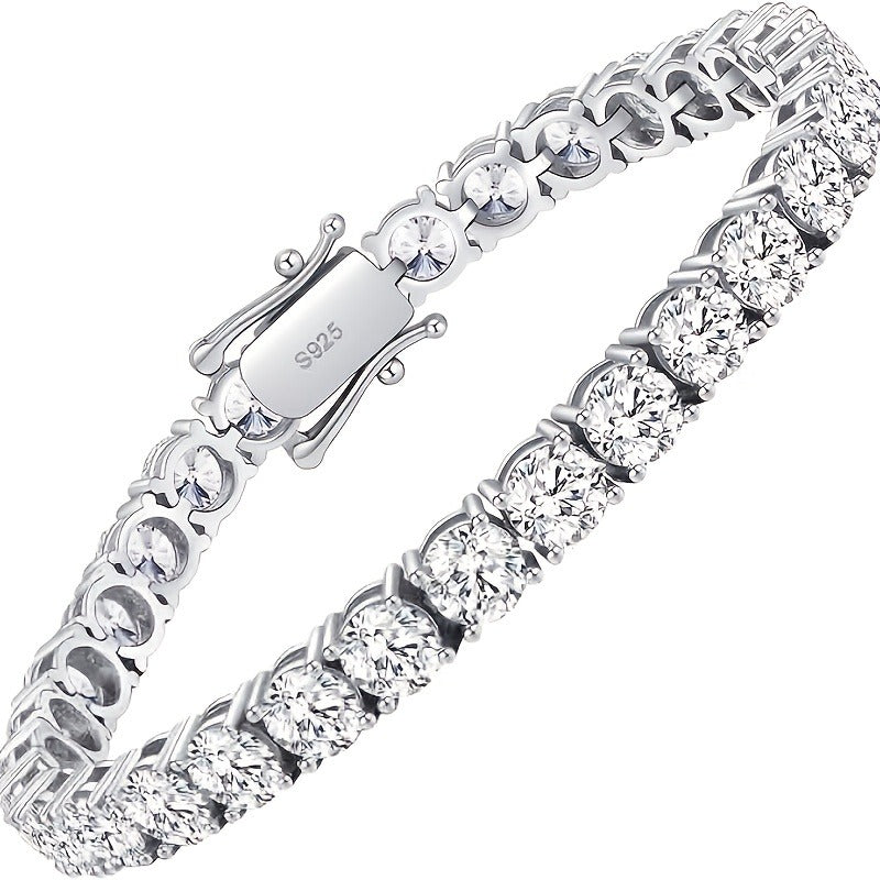 925 Sterling Silver Tennis Bracelet with Lab-Grown Cubic Zirconia – Round Cut, Unisex for Women & Men, 5 Sizes 6.5 to 8.5 Inch – Elegant Jewelry Gift