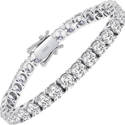 925 Sterling Silver Tennis Bracelet with Lab-Grown Cubic Zirconia – Round Cut, Unisex for Women & Men, 5 Sizes 6.5 to 8.5 Inch – Elegant Jewelry Gift