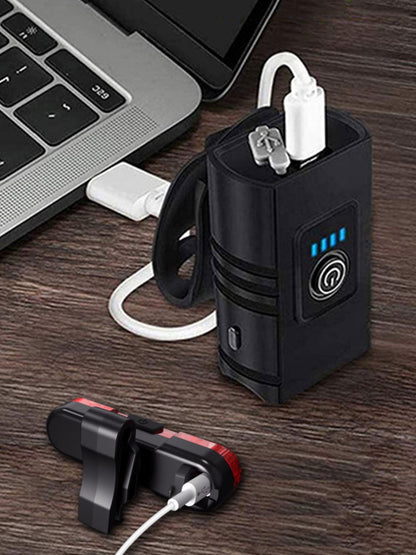 LED Bike Light Set USB-C Rechargeable 1500 Lumen – Front & Rear Bicycle Lights, 6+4 Modes, Waterproof, Power Display, Fast Charging, Safe Night Cycling Light for Road Mountain Bike