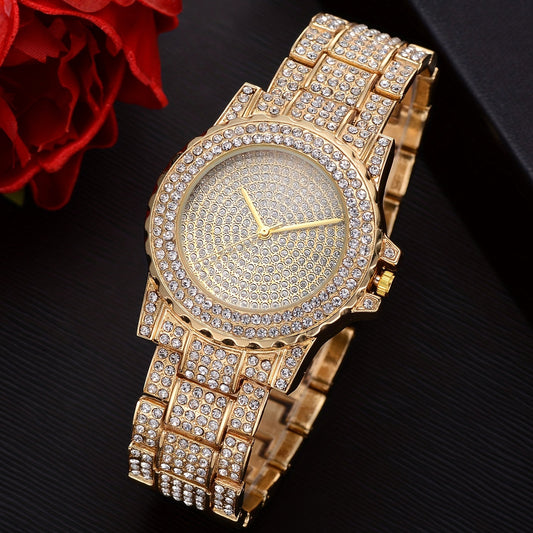 Luxury Rhinestone Quartz Watch for Women – Stainless Steel Strap Sparkle Dial, Elegant Glamorous Wristwatch for Ladies, Perfect Gift for Her on Birthday, Anniversary & Valentine's Day