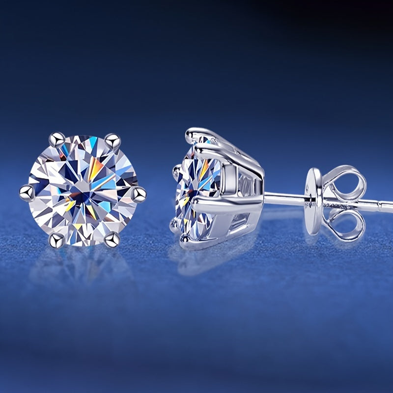 S925 Sterling Silver Moissanite Stud Earrings for Women – Vintage Elegant Style, 0.5CT 1CT 2CT 3CT, Gold & Silver, Daily Wear & Party Jewelry Gift