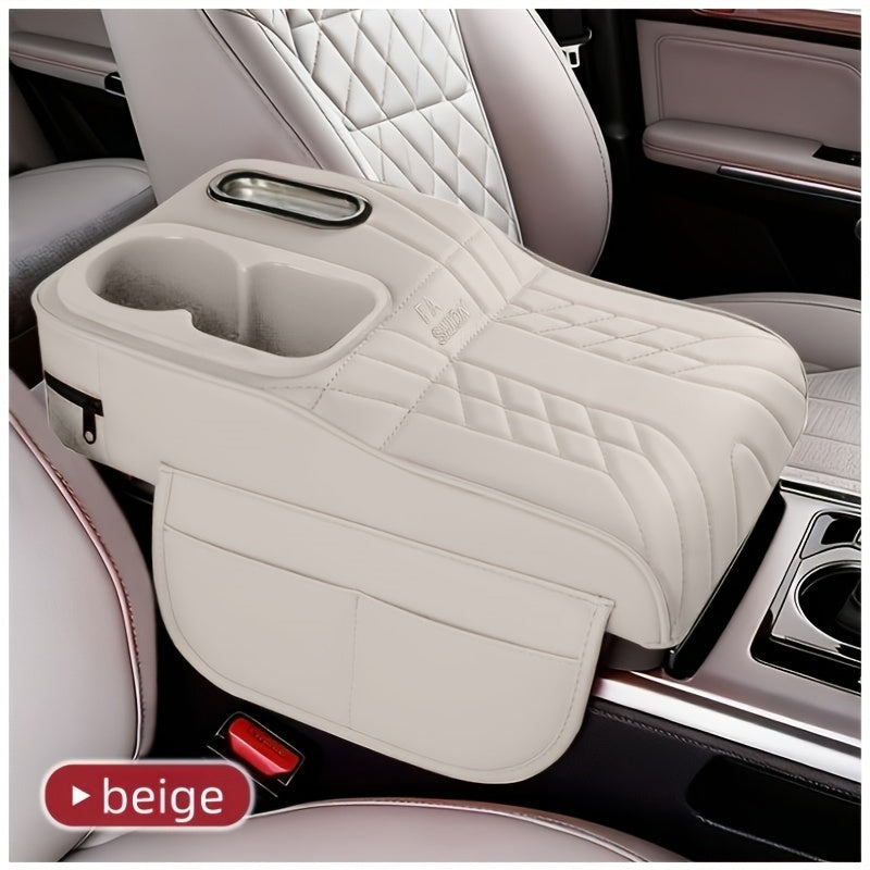 Car Center Console Tray Organizer Raised Design Tissue Box Holder Cup Holder Non-Slip Storage Mat Universal Fit 6 Colors Black Orange Red Brown Beige