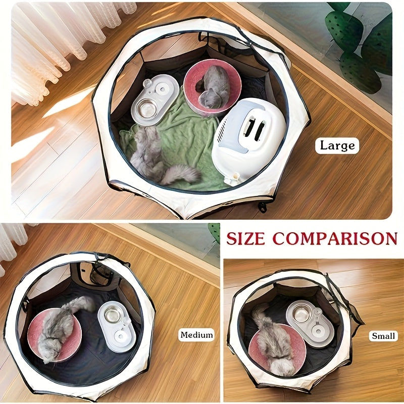 Octagonal Foldable Pet Fence Tent All-Seasons Kennel & Cat Bed – Scratch-Resistant Oxford Cloth Dog Cage for Puppies & Cats, Indoor Outdoor Camping Travel Playpen, Portable Collapsible Pet House