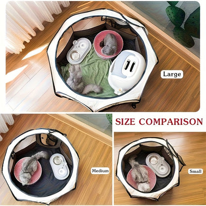 Octagonal Foldable Pet Fence Tent All-Seasons Kennel & Cat Bed – Scratch-Resistant Oxford Cloth Dog Cage for Puppies & Cats, Indoor Outdoor Camping Travel Playpen, Portable Collapsible Pet House