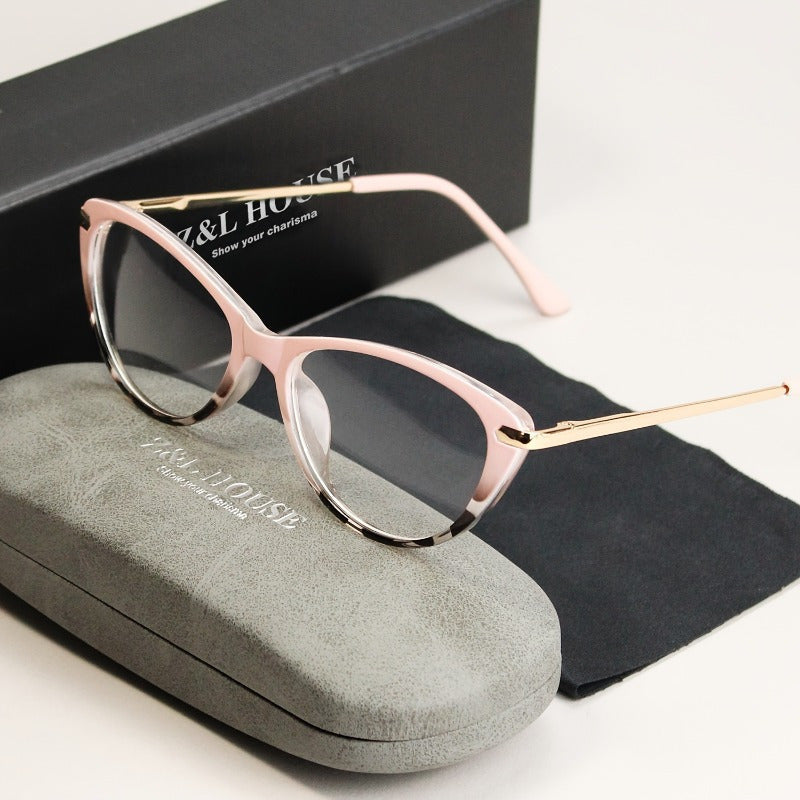 Women's Cat Eye Reading Glasses Retro Readers with HD PC Polycarbonate Lenses, Spring Hinge Earpieces, Durable Plastic Frame – Pink Black Leopard Print, Strength +1.0 to +4.0
