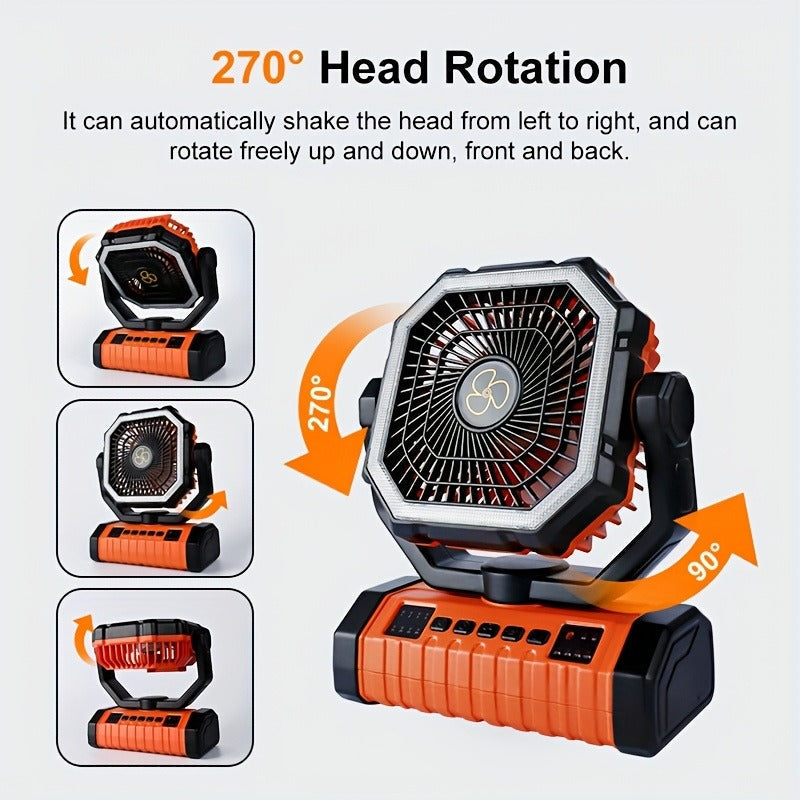 20000mAh Camping Fan with LED Lantern Rechargeable Oscillating 4 Speeds Timer - Portable Tent Fan for Outdoor Camp RV Jobsite Power Outage
