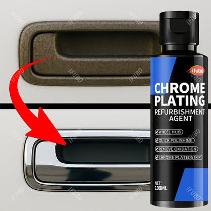 Chrome Polish Refurbishment Agent 3.38oz – Removes Oxidation & Restores Shine on Car Door Handles Window Trim Bumpers Wheels & Badges – Universal Chrome Cleaner & Repair Polish