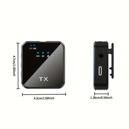 2-in-1 Wireless Lavalier Microphone USB-C with Intelligent Noise Cancellation, Omnidirectional Condenser Mic & Pom-Pom Windshield – Plug & Play Clip-On Lapel Mic for Live Streaming, Interviews, Vlogging & Content Creation on iPhone & Android