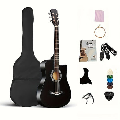 38-Inch Basswood Acoustic Guitar for Beginners – Full-Size Folk Style Steel String Guitar with Rich Warm Tone, Ideal for Practice, Performance & Learning, Available in 5 Colors