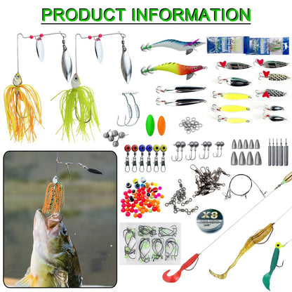 346pcs Fishing Lures Kit with Tackle Box – Crankbaits, Minnow, Spinnerbaits, Soft Baits, Jigs, Hooks, Weights & Sinkers for Freshwater Saltwater Fishing, Complete Tackle Set Gift for Men