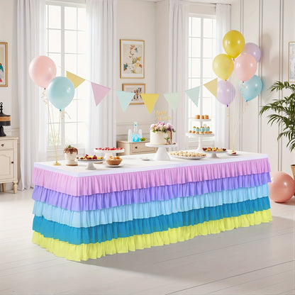 6ft Tulle Tutu Table Skirt – Chiffon Ruffle Table Skirting for Birthday Party, Wedding, Bridal Shower, Girls Party & Holiday Decor – Easy Hook & Loop Install, 12 Colors (72"L x 30"H)