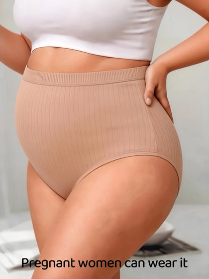 6-Pack Ribbed Thong Panties Women Soft Breathable Mid-Waist | Rib-Knit Triangle Underwear Solid Colors | Maternity-Friendly Everyday Panties Set | S to 5XL Mixed Colors