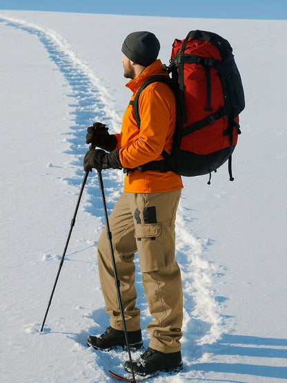 Men's Tactical Winter Pants Heavy-Duty Thickened Insulated Work Pants, 300g/m² 100% Polyester MOLLE System Multi-Pocket Baggy Snow Pants for Hiking Hunting Construction Outdoor