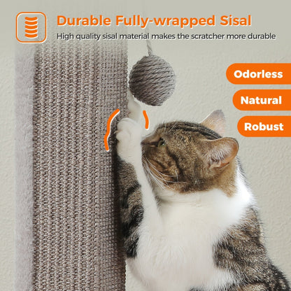 Cat Tree Tower Multi-Tier Sisal Scratching Post with Hanging Toys for Indoor Cats, Sturdy Cat Climbing Tower Activity Center for Energetic Cats, Available in Grey and Black
