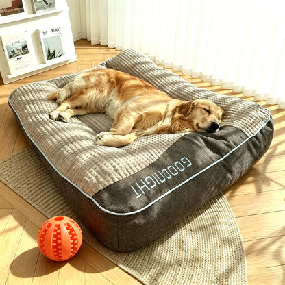 Luxury Plaid Pet Futon Sofa Bed for Medium & Large Dogs and Cats – All-Season Soft Polyester Fill, Non-Slip Bottom, Perfect for Golden Retrievers, Includes Bonus Toy Balls, Cozy Dog Couch Bed