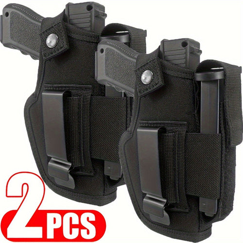 2-Pack IWB OWB Gun Holsters Universal Concealed Carry Waistband Holster for Glock, S&W, Springfield, Ruger & Most Pistols – Inside Outside Waistband, Adjustable Retention, Right Hand Draw, Black