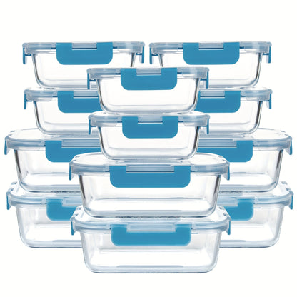 Borosilicate Glass Food Storage Containers 24-Pack (12 Bowls + 12 Airtight Lids) – Meal Prep Glass Bowls, Microwave & Dishwasher & Freezer Safe, BPA Free, Multi-Color Lids for Kitchen & Lunch