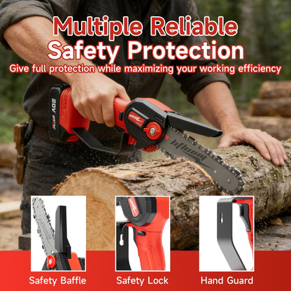 Mini Chainsaw Cordless 6 Inch Battery Powered Electric Chainsaw with Safety Guard Adjustable Chain Ergonomic Grip for Tree Trimming Branch Cutting Yard Work - Gift for DIY Home Garden Outdoor