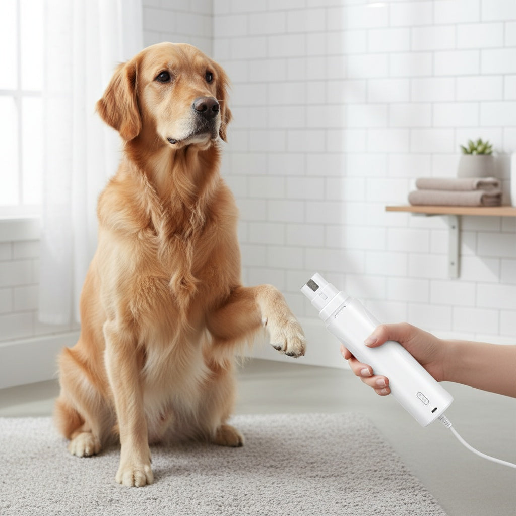 Electric Pet Nail Grinder for Dogs & Cats – Quiet USB Rechargeable Dog Nail Trimmer with 2 Speeds & 3 Port Sizes, Safe Low Noise Claw Grinder Tool