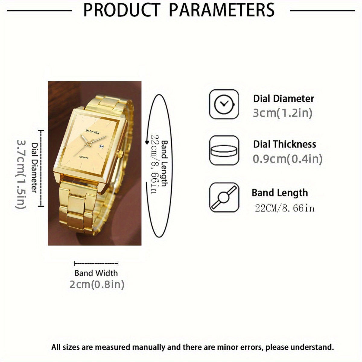 4pcs Men's Watch and Jewelry Set – Quartz Watch with Necklace Bracelet Ring, Business Casual Date Display, Luxury Gift Set for Men in Black Silver Gold