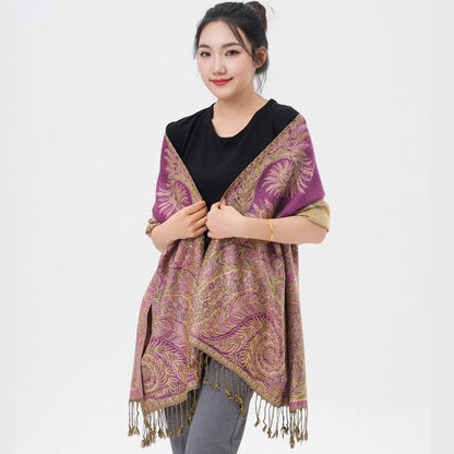 Phoenix Tail Paisley Pashmina Scarf – Thick Warm Wrap Shawl for Women, Luxurious Soft Fabric in 17 Vibrant Colors, Versatile for Formal Events, Everyday Wear & Gifting