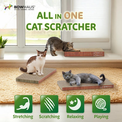 CAPHAUS Reversible Cat Scratcher Lounger – Large 5-Layer High-Density Cardboard Scratching Pad & Board, 16.9 x 8.5 Inch, Protects Furniture, Fits Multi-Cat Households & Large Paw Breeds