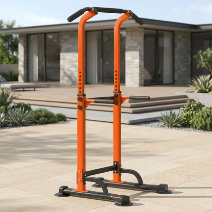 Power Tower Dip Station with Pull-Up Bar 10 Adjustable Heights 330 lbs Capacity Full-Body Strength Training for Home Gym – Pink Black Red Yellow Blue Orange Green