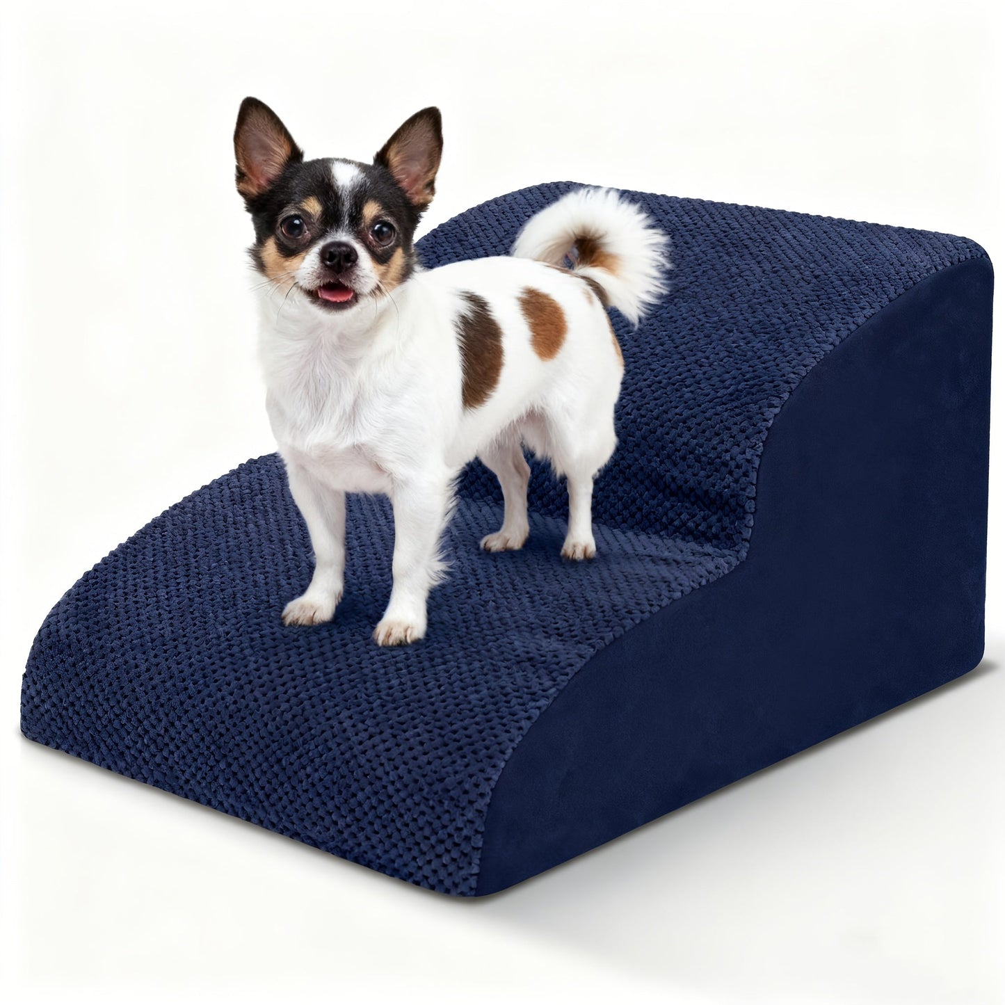 NIUBYA Extra Wide Dog Stairs for Small Dogs – High Density Foam Pet Steps, Non-Slip Bottom, Soft Cushioned Ramp for High Beds Couch Sofa, Ideal for Injured Elderly Dogs, Polypropylene, Compact
