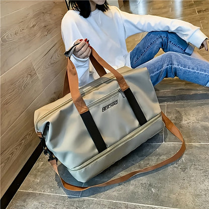 Women's Large Capacity Travel Bag with Dry Wet Separation – Gym Yoga Fitness Duffel Bag, Weekend Overnight Tote Handbag for Travel, Leisure & Outdoor, Multiple Color Sets Available