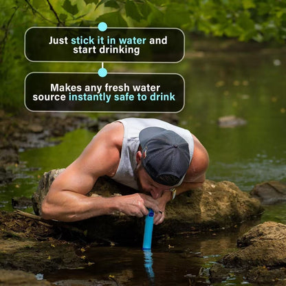 Personal Water Filter Straw Mini Water Purifier Survival Gear for Hiking Camping Travel Emergency Preparedness, Portable Filtration Straw Removes Bacteria & Contaminants - Set 1, 2 & 4 Options