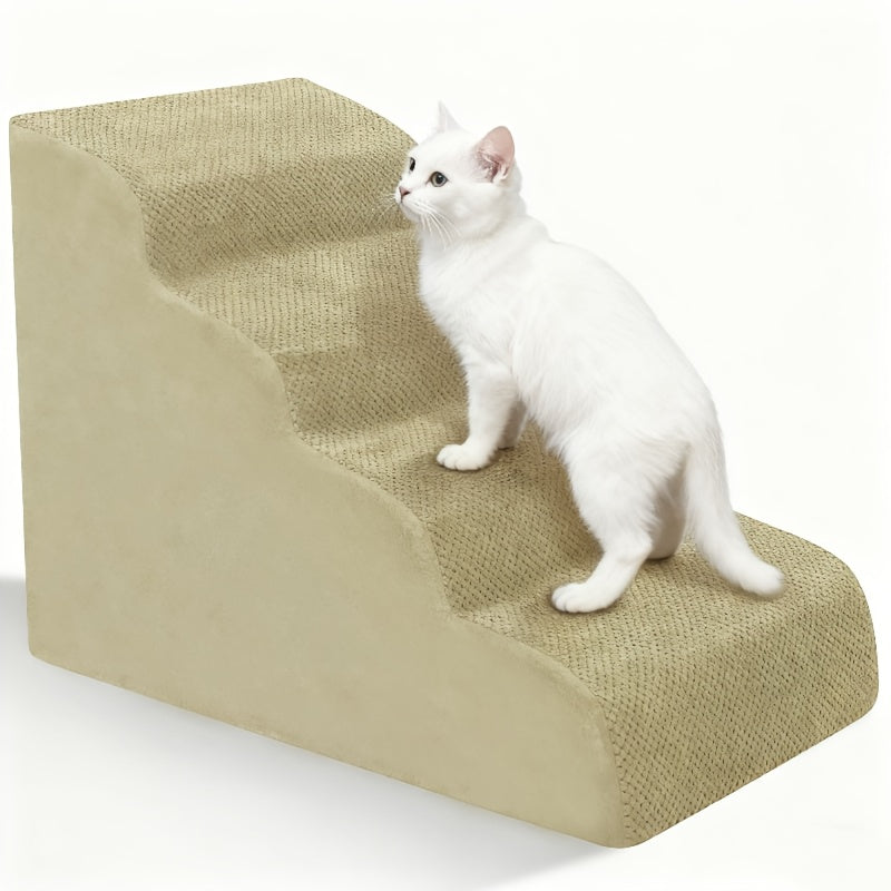 NIUBYA Extra Wide Dog Stairs for Small Dogs – High Density Foam Pet Steps, Non-Slip Bottom, Soft Cushioned Ramp for High Beds Couch Sofa, Ideal for Injured Elderly Dogs, Polypropylene, Compact