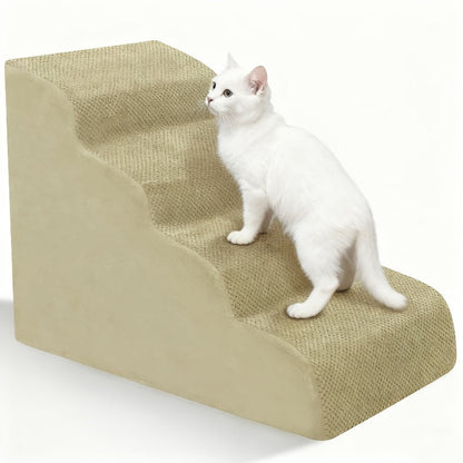 NIUBYA Extra Wide Dog Stairs for Small Dogs – High Density Foam Pet Steps, Non-Slip Bottom, Soft Cushioned Ramp for High Beds Couch Sofa, Ideal for Injured Elderly Dogs, Polypropylene, Compact