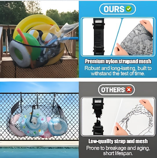 Large Mesh Drawstring Pool Storage Bag 60 Inch – Heavy Duty Net Organizer for Inflatable Pool Floats, Swim Rings, Beach Toys & Swimming Pool Accessories, Waterproof Breathable Carry Bag