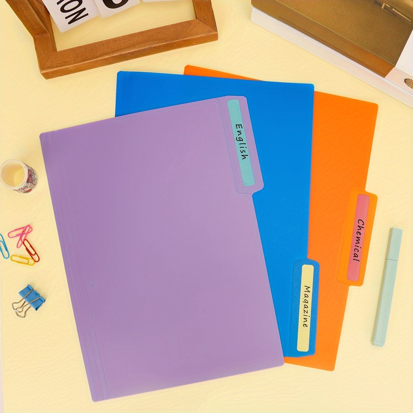 Plastic Manila Folders 27/54 Pack – 9 Colors Heavy Duty Poly Filing Folders, Letter Size 1/3 Cut Tab, Back to School Classroom Organization for Office, Teachers & Students