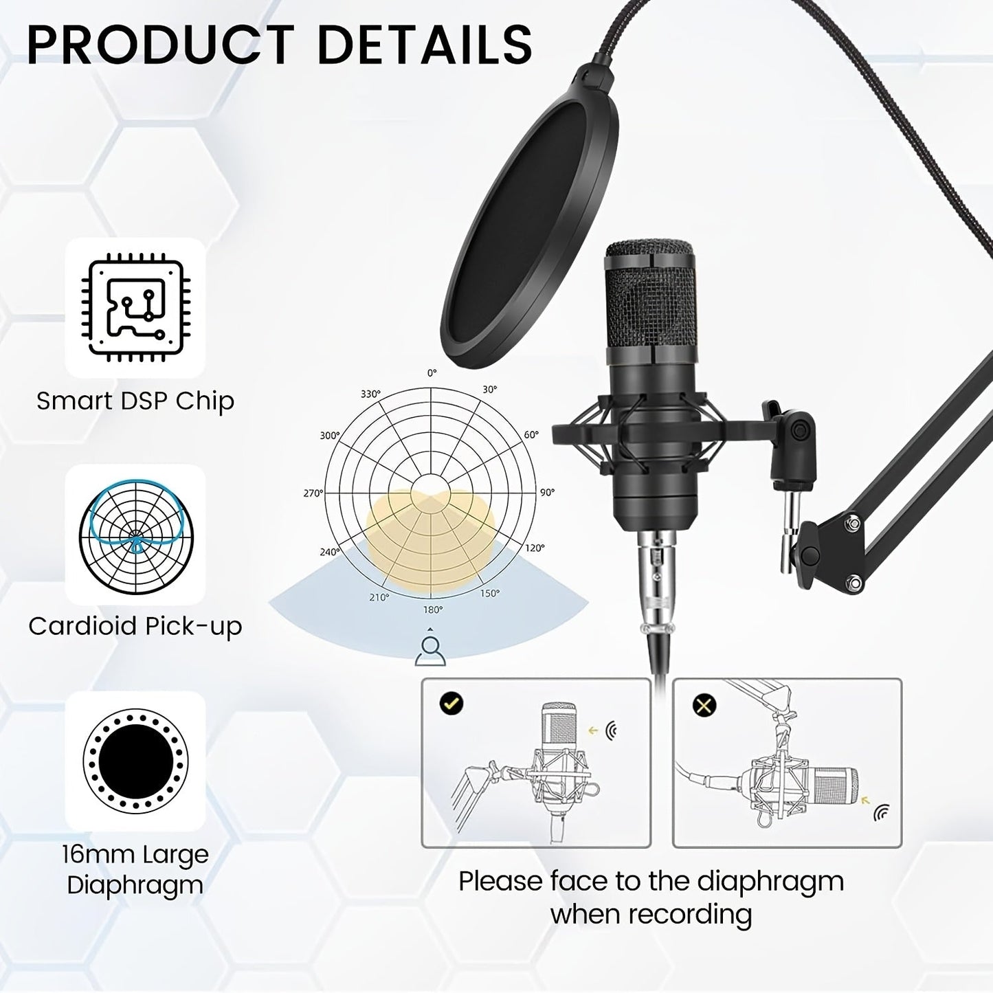 BM800 Condenser Microphone & Sound Card Recording Kit – Home Studio Bundle for Podcasting, Streaming, Voice Overs & Music, Compatible with PC, Smartphone & Tablet, Multiple Models Available