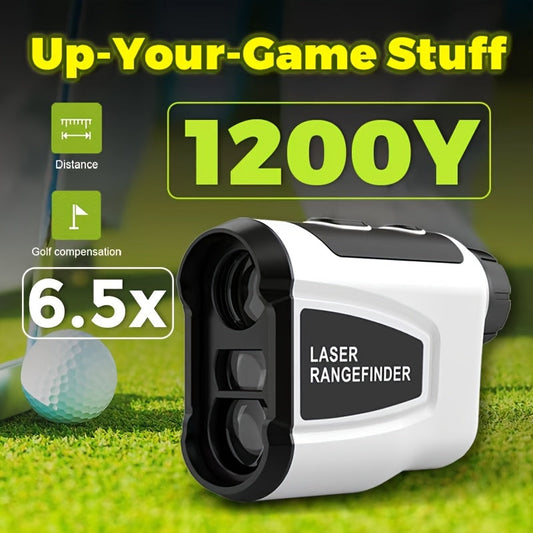Golf Laser Rangefinder 1200 Yards – 6.5x Magnification Slope Compensation HD Flag Lock Anti-Vibration USB Rechargeable, High Precision Quick Positioning Golf Distance Meter, White Sleek Design
