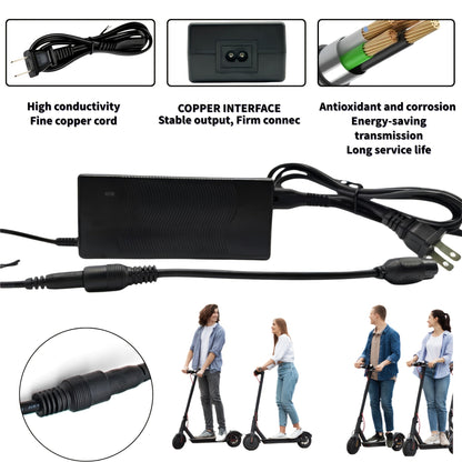 42V 2A Fast Charger Compatible with Gotrax GXL V2 S2 Electric Scooter, 36V Lithium Battery Charger for Hoverboard Self-Balancing Scooter, LED Indicator Safe Charging Power Adapter – Not for Lead-Acid