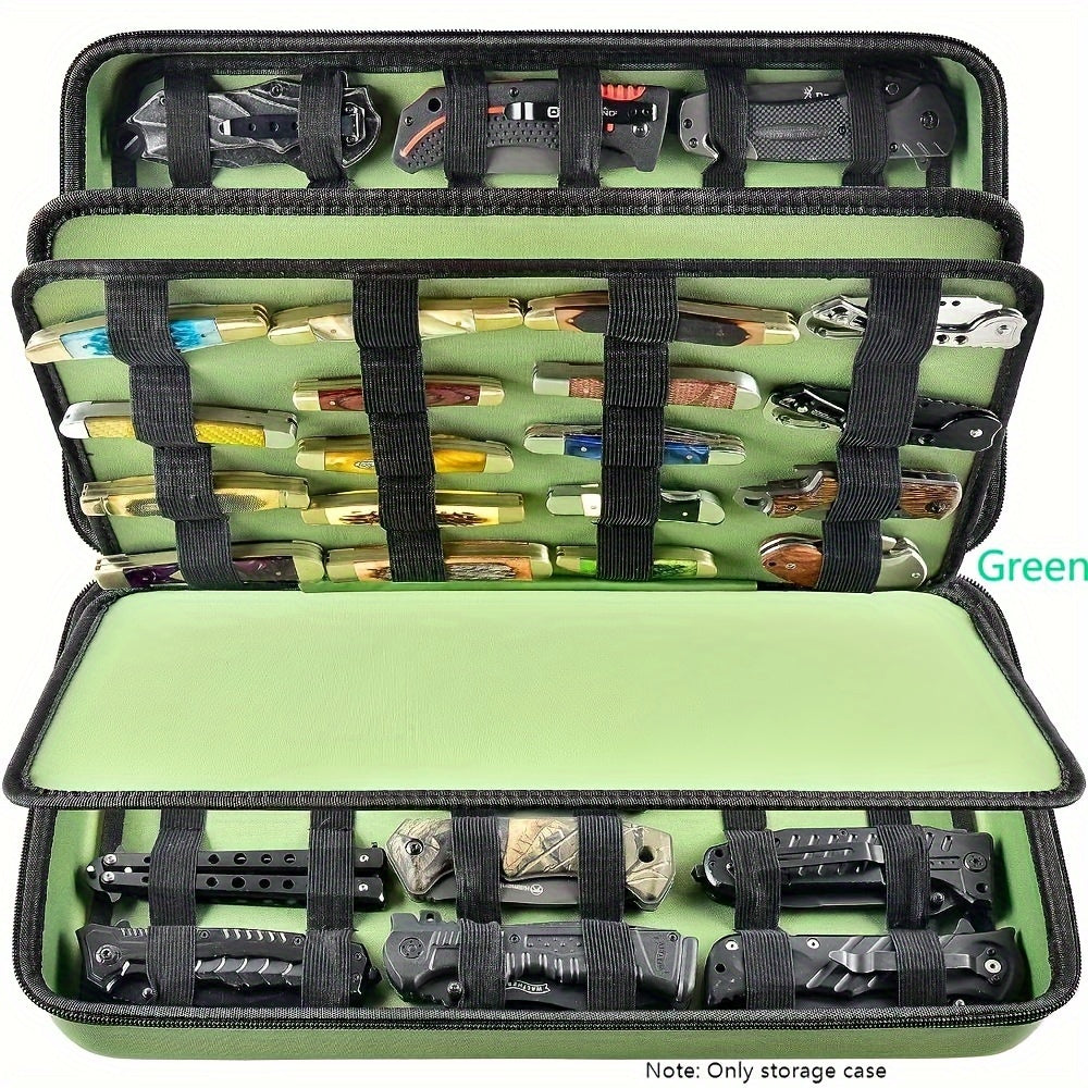 Knife Display Case 88 Slots Large Capacity Pocket Knife Storage Organizer for 66+ Folding Knives, Hard EVA Shell with Elastic Bands, 4 Slot Sizes, Smooth Zipper, Portable Carry Handle – EDC Knife Collector Case