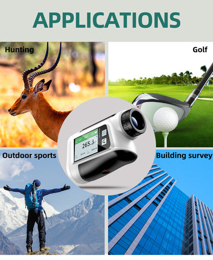Nohawk 1000 Yard Laser Rangefinder with Side Color Display USB Rechargeable English Voice Broadcast Slope Compensation Vibration Alerts 9 Modes M Yard Ft for Golf Hunting Disc Golf Black White