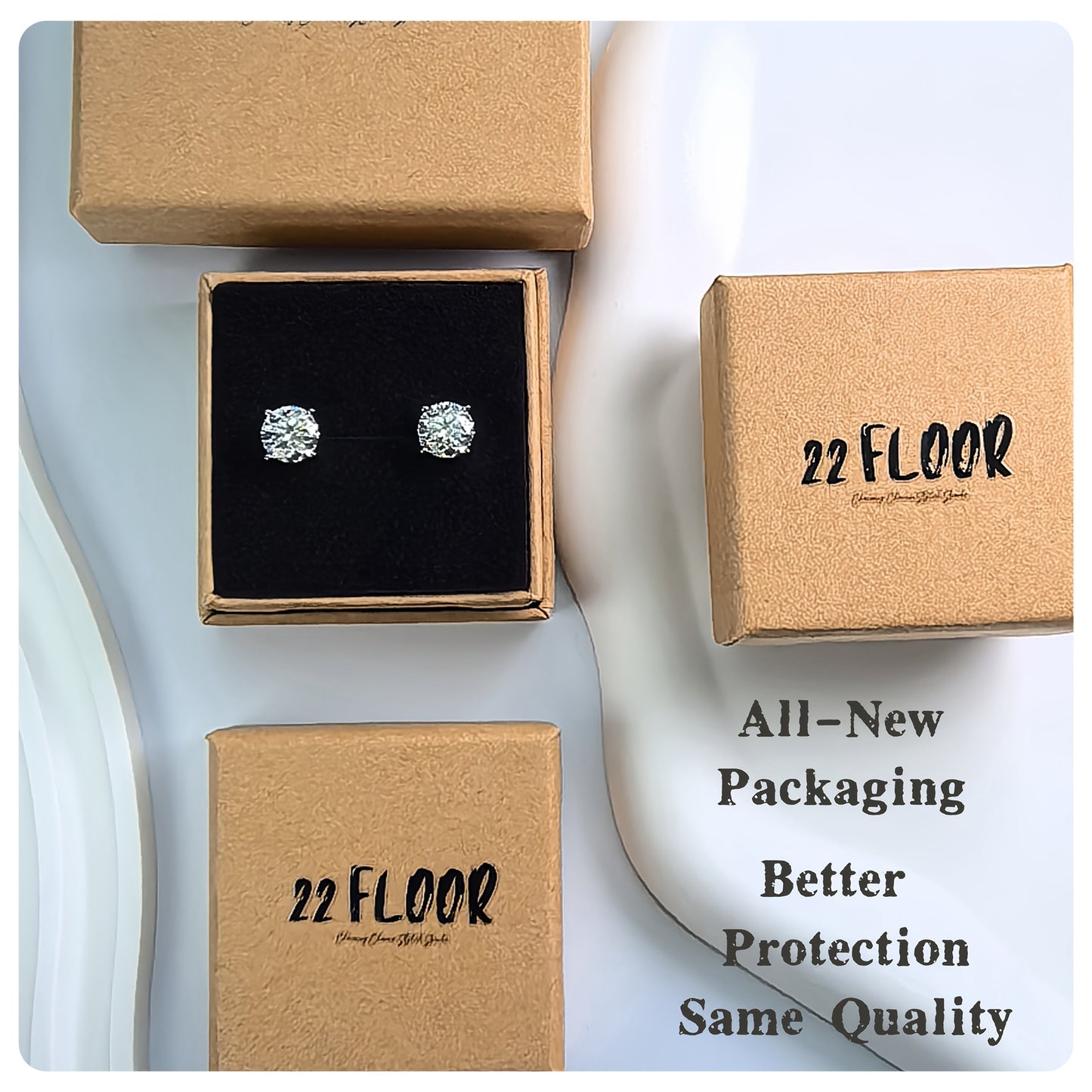 Lab Moissanite Stud Earrings D Color VVS1 Clarity – Brilliant Round Cut 18K Gold Plated 925 Sterling Silver, 1CT 2CT 4CT 6CT, Jewelry Box Included, Gift for Women Girls